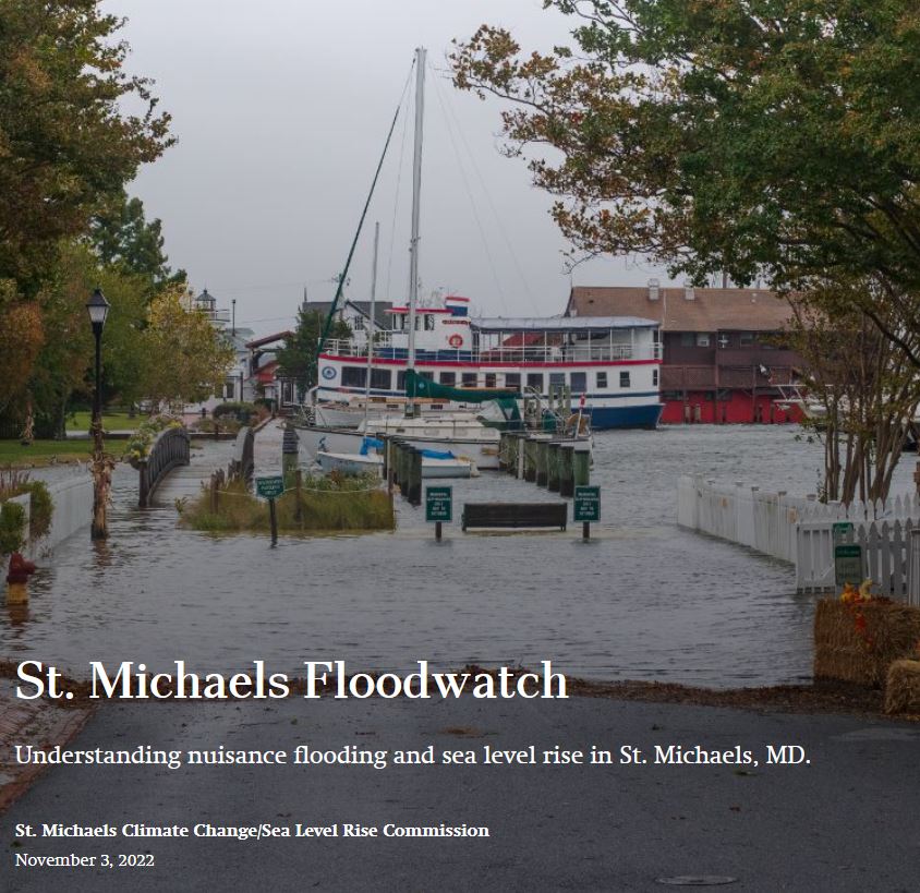 St Michaels Floodwatch photo at Cherry Street and the walkway in St Michaels MD _ Understanding nuisance flooding and sea level rise