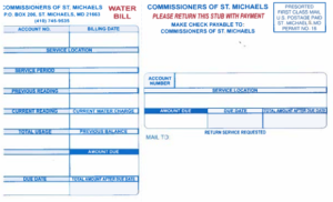 Commissioners of St Michaels New Water Bill Payment Stub Image 